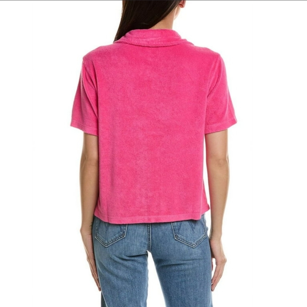 NWT Monroe M Azalea Pink Short Sleeve Button Down Terrycloth Pocket Shirt‎ - Picture 3 of 10